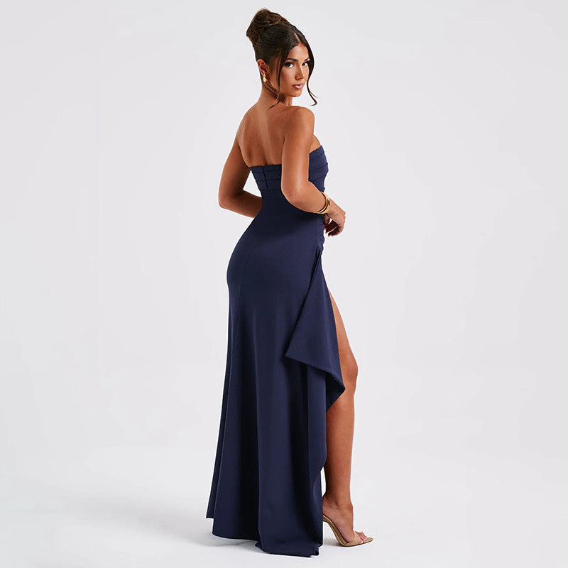 Elegant High-Waist Strapless Gown Dress