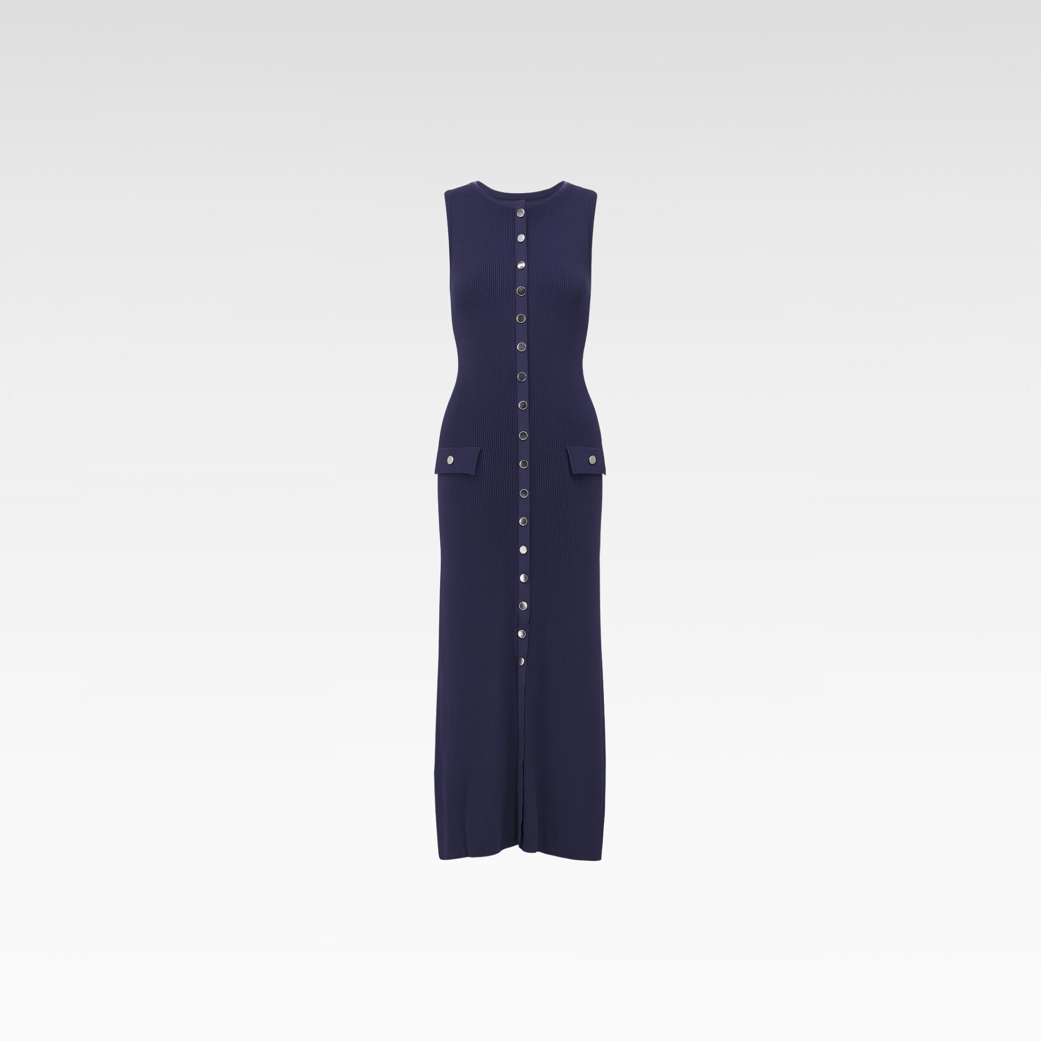 Elegant Knitted Sleeveless Dress With Single Breast