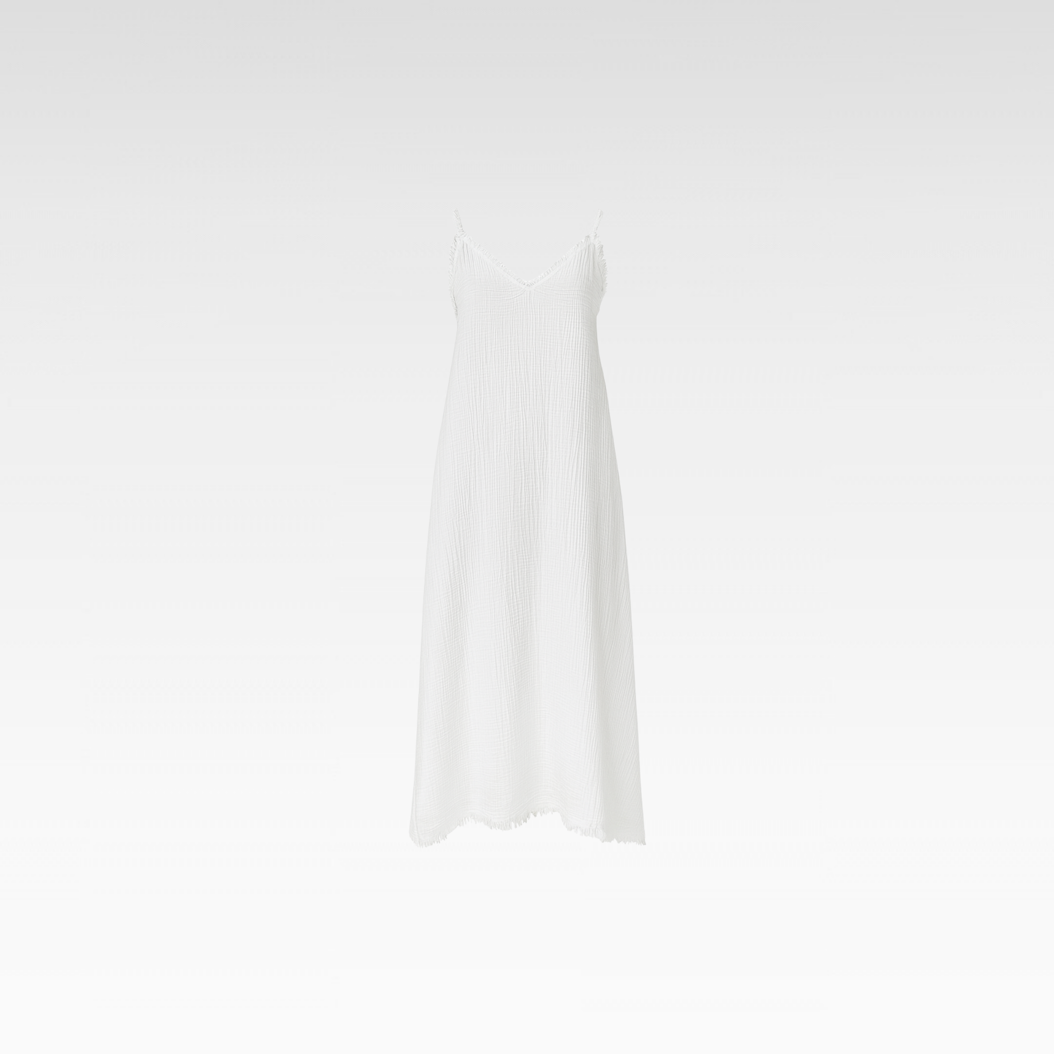 Double-layer Crepe Cotton White Split Dress