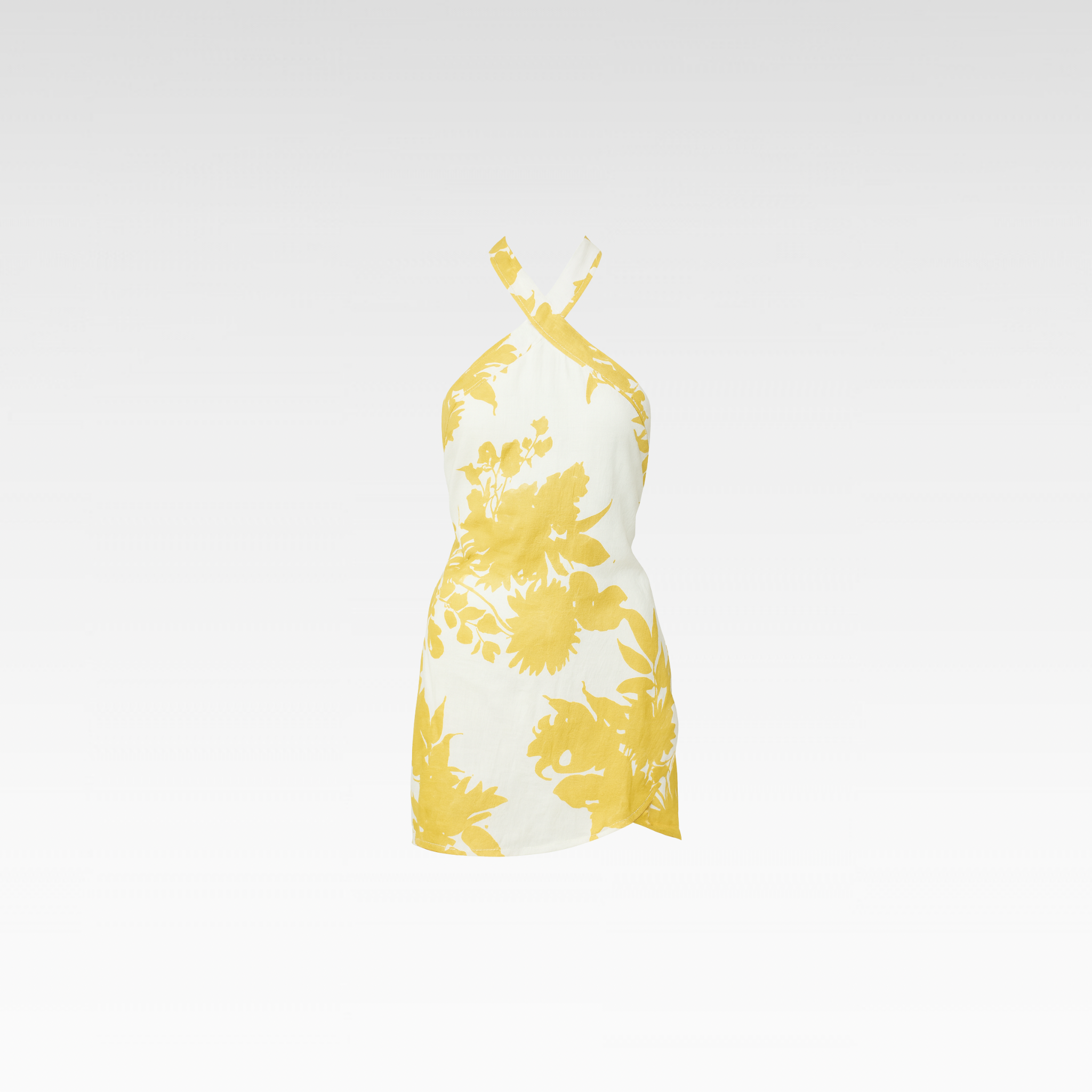 Yellow Floral Cotton Halter Dress
